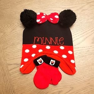 Disney Minnie hat/mitten set